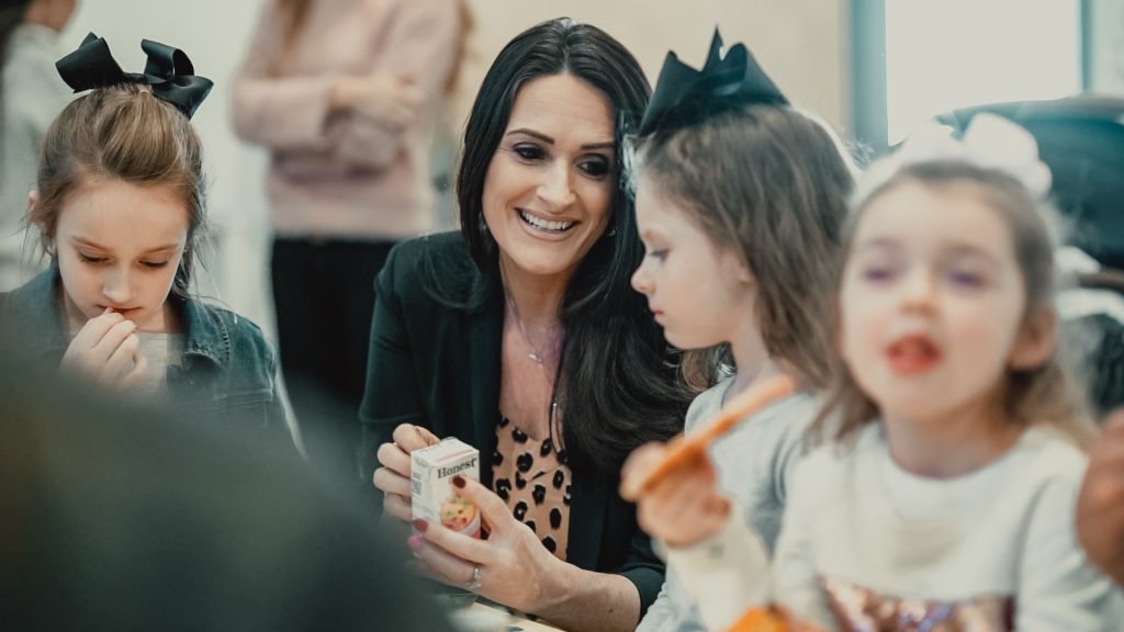 Mom with her daughters at a kids birthday party at Ready Set FUN!