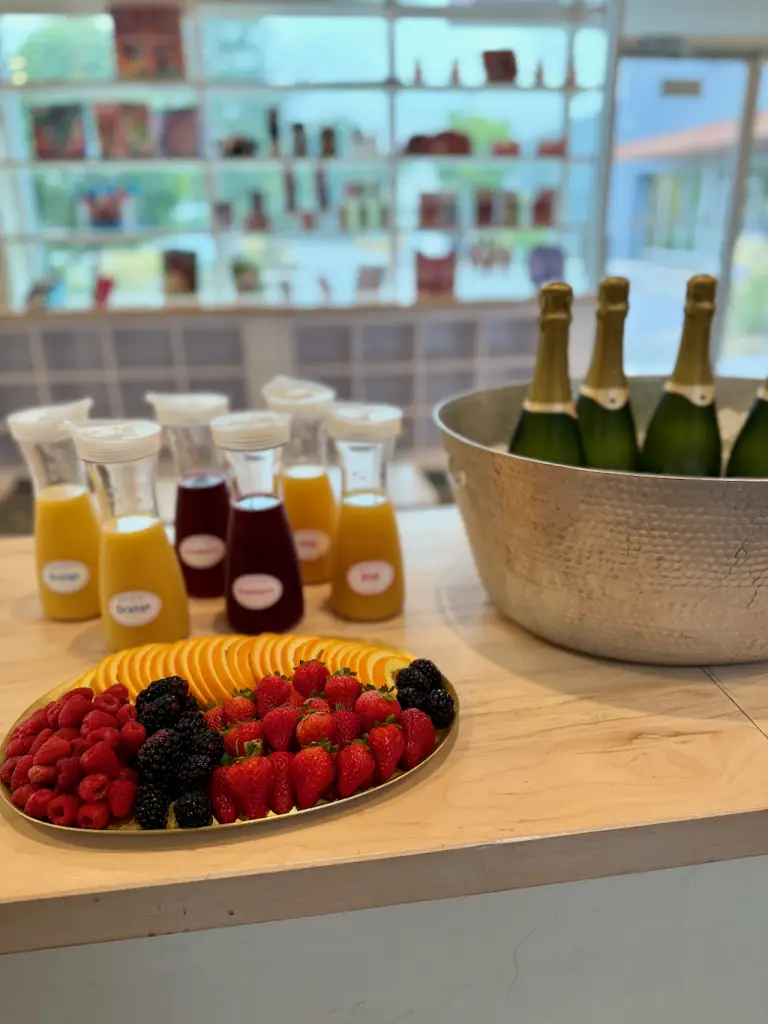 beer wine and mimosa bar available for kids party at indoor playground in sandy springs ga
