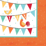 cocktail napkin with barnyard theme for first birthday