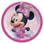 Pink and fuchsia Minnie Mouse dinner plate for birthday celebration